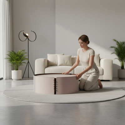 Wunnzëmmer Ronn Couchtisch gréng Luxus Design neit Material Holz