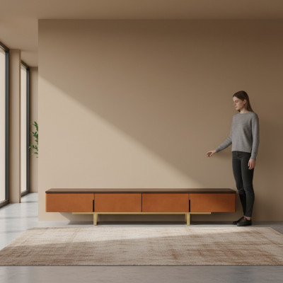 TV Ständer Orange Material Holz Stil Modern Wunnzëmmer 200cm Schranken