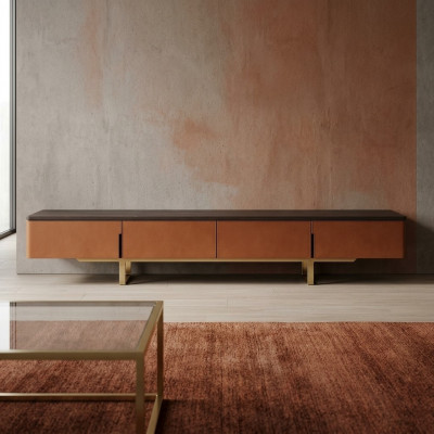 TV Ständer Orange Material Holz Stil Modern Wunnzëmmer 200cm Schranken