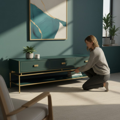 Modern Lowboard Luxus TV-Stänner Wunnzëmmermiwwel Gréng rtv tv Miwwel