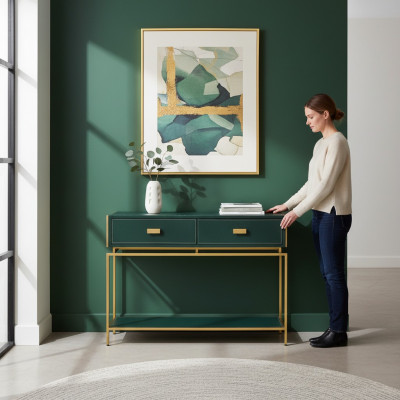 Konsole Dësch Gréng Wunnzëmmer Miwwelen Holz Edelstol Miwwelen Luxus Sideboard