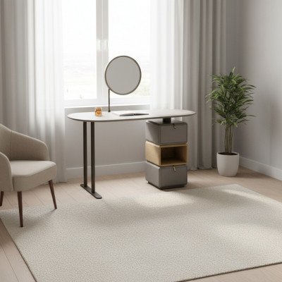 Design Make-up-Dësch mat Spigel Luxus Schlofkummer Miwwelen 2tlg. Kommod.