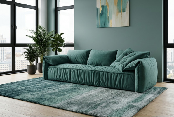 Designer bloe Canapé dräisëtzt Couch Wunnzëmmer Sëtz Miwwelen Textil Canapéen