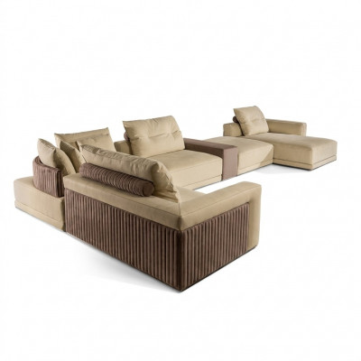 Wunnzëmmer Eckcanapé U-Form Couch Sitz Polster Garnitur Modern Sofa Nei