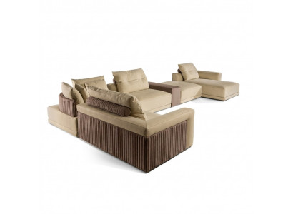 Wunnzëmmer Eckcanapé U-Form Couch Sitz Polster Garnitur Modern Sofa Nei