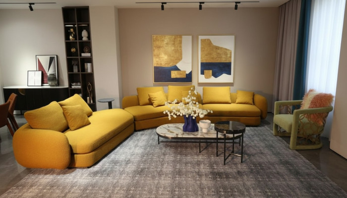 Wunnzëmmer Luxusmiwwel Eckcouch L-Form Canapé Design Polsterung Textil