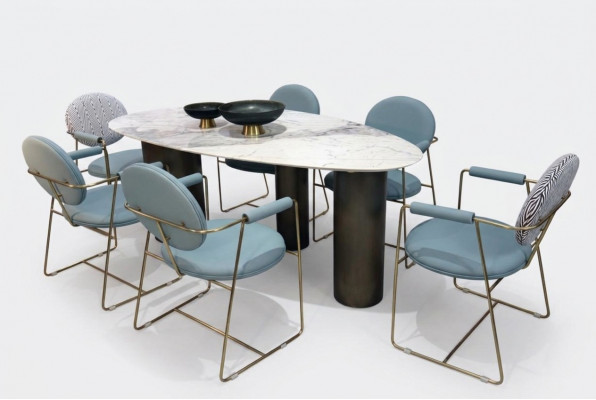 Ovalen Dëscht Iesszëmmer Dëscher Iessdëscher 180x85 Iessdëscher Marmor Optik