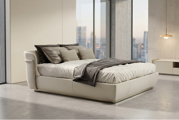 Designer Wäisst Duebelbett Schlofkummer Miwwelen Grouss Familljebetter Bett