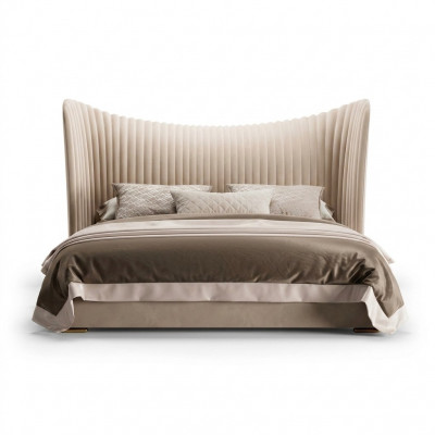 Béiges Duebelbett Designer Holz Better Bettgesteller Schlofzëmmer Miwwelen Bett
