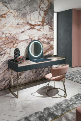 Schlofkummer Miwwelen Schminktisch Designer Schminkstull Luxus Holzmiwwelen