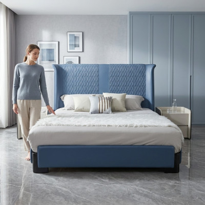 Schlofzëmmer Set Bett 2x Nuetsdësch 3 Stéck Design Modern Luxus Bettengruppe Nei