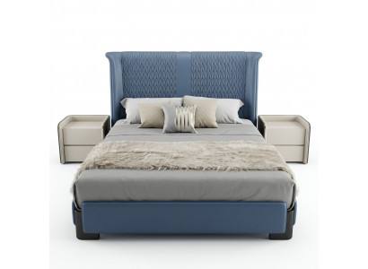 Schlofzëmmer Set Bett 2x Nuetsdësch 3 Stéck Design Modern Luxus Bettengruppe Nei