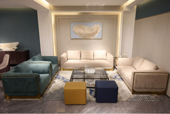 Wohnzëmmer Sofa Garnitur 3+3 Sëtzer Modern Set Design Sofa Couch Miwwelen