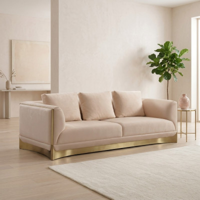 Canapé 3 Sëtzer Canapéë Wunnzëmmer Luxus Stil Modern beige Canapé Miwwelen