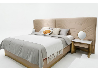 Elegant Duebelbett luxuriéise Schlofzëmmerbett stilvollt Bett