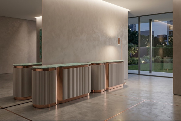 Stilvoll Säitboard Kommode Anrichte Spigel Holz Iesszëmmer Schief Set beige