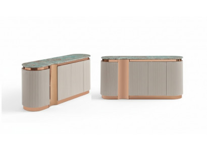Stilvoll Säitboard Kommode Anrichte Spigel Holz Iesszëmmer Schief Set beige