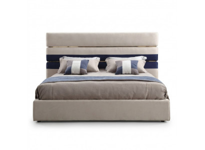 Modern Designer Duebelbett mat Holzrahmen Stilvollt Bett Nei a Beige