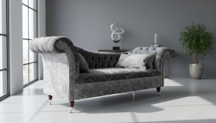 Grou Chesterfield Canapé Sofa Polster 3 Sëtzer Canapéë Sëtz Garnitur Sofas Nei