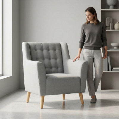 Fotell Chesterfield Canapé Polster Miwwel Ariichtung Sofa Einsëtzer Nei