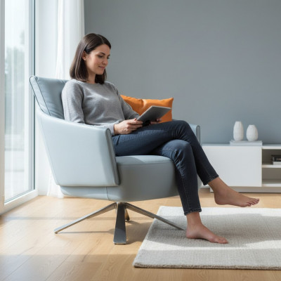Fotell Polsterméibelen Designer Moderne Wunnzëmmer Dréistull Textil Nei