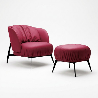 Fauteuil Hocker Wunnzëmmer Design Modern Set Garnitur Polster Relax 2-Teileg.