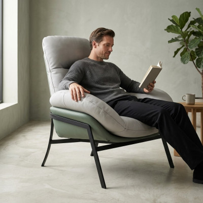 Fotell Sëtz Miwwelen Design Wunnzëmmer Polster Holz Modern Luxus Nei