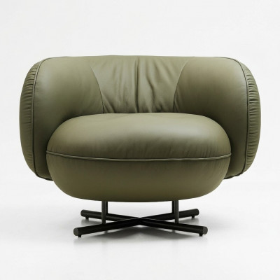 Fautteuil 1 Sëtz Kënschtläder Lounge Luxus Polster Een-Sëtz Design Gro