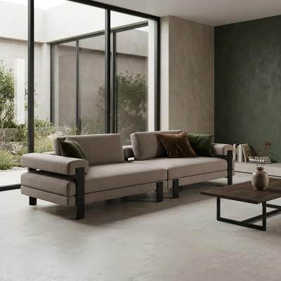 Sofa 2 Sëtzer Textil Holz Modern Sofa Polster Couch Design Luxus Nei