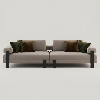 Sofa 2 Sëtzer Textil Holz Modern Sofa Polster Couch Design Luxus Nei