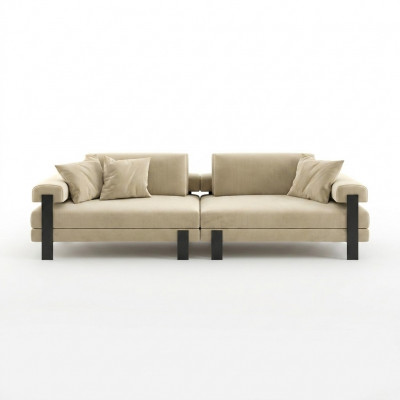 Designer Sofa 2 Sëtzer Modern Canapé Polster Beige Sofas Designsofa Nei
