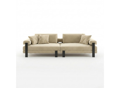 Designer Sofa 2 Sëtzer Modern Canapé Polster Beige Sofas Designsofa Nei