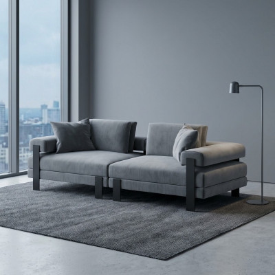 Luxus 2-Sëtzer Couch Italieneschen Stil Sofa Polyester Gro Wunnzëmmer