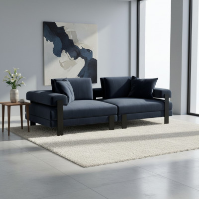 Sofa 2 Sëtzer Polstersofa Blo Textil Design Modern Couche Sofen Luxus