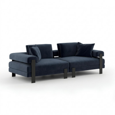 Sofa 2 Sëtzer Polstersofa Blo Textil Design Modern Couche Sofen Luxus