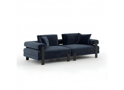 Sofa 2 Sëtzer Polstersofa Blo Textil Design Modern Couche Sofen Luxus