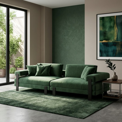 Sofa 2 Sëtzer Canapé Design Polster Modern Textil Stoff Modern Zweisëtzer