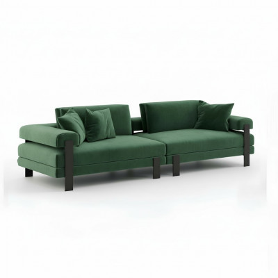 Sofa 2 Sëtzer Canapé Design Polster Modern Textil Stoff Modern Zweisëtzer