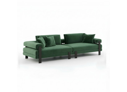 Sofa 2 Sëtzer Canapé Design Polster Modern Textil Stoff Modern Zweisëtzer