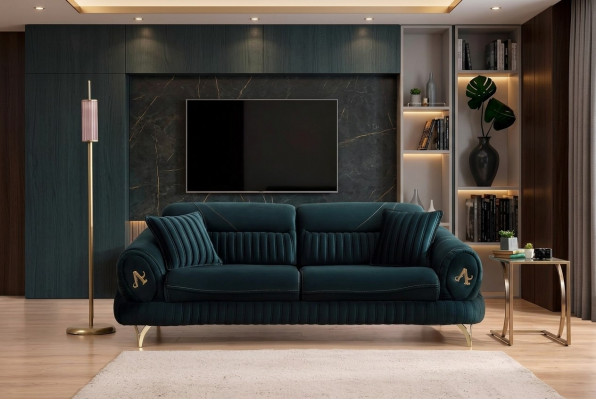 Gréng Dräisëtzer Luxus Couch Modernen Holzdesign Wunnzëmmermiwwelen nei