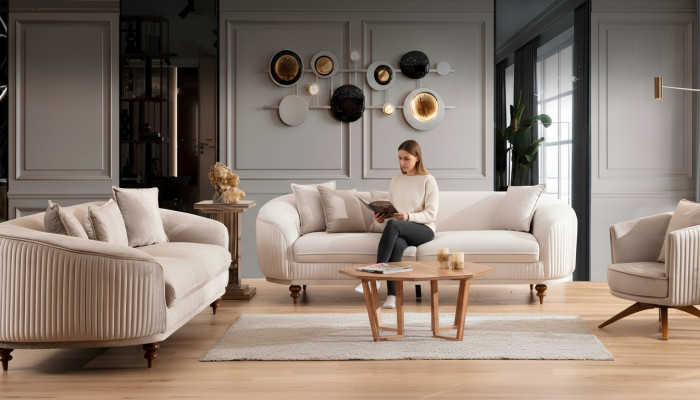 Canapé Couchage Samett Gepolstert Sëtz 321 Sëtz Garnitur Design Holz Canapé Nei
