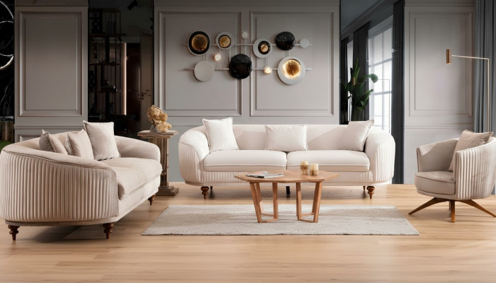 Canapé Couchage Samett Gepolstert Sëtz 321 Sëtz Garnitur Design Holz Canapé Nei