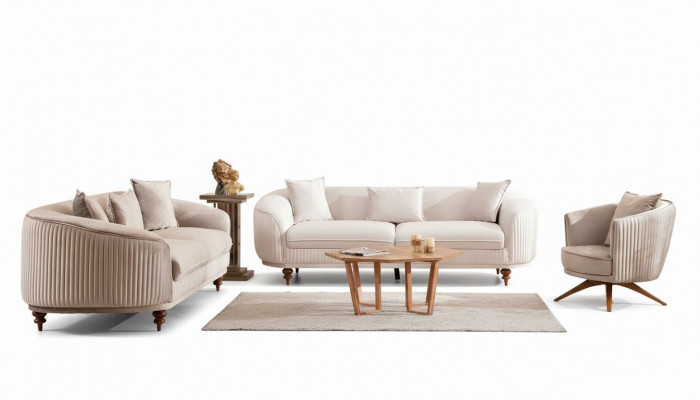 Canapé Couchage Samett Gepolstert Sëtz 321 Sëtz Garnitur Design Holz Canapé Nei