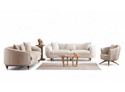 Canapé Couchage Samett Gepolstert Sëtz 321 Sëtz Garnitur Design Holz Canapé Nei
