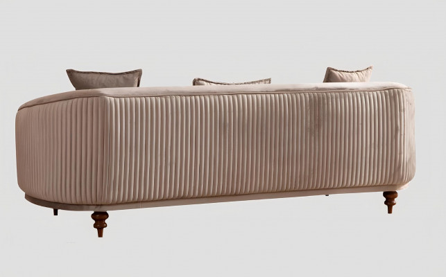 Couch 3-Sëtzer Eleganten Fauteuil Modern Luxus Design Holzmöbel Gepolstert