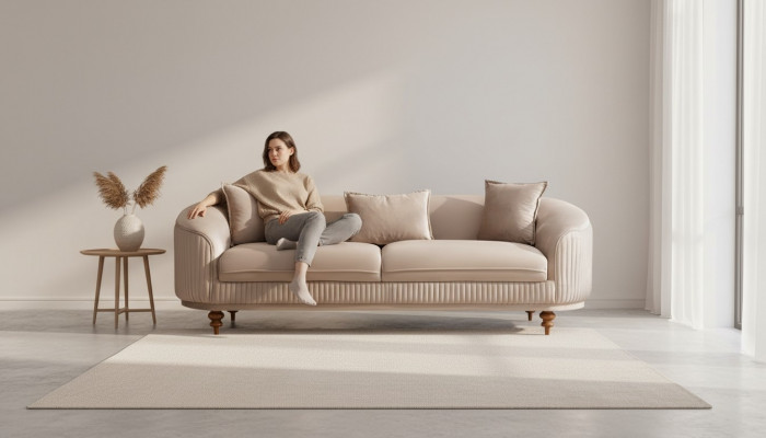 Sofa 3 Sëtzer Design Sofas Plëschel Modern Sëtz Stoffer Nei Miwwelen Canapé