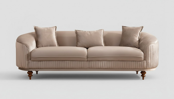 Sofa 3 Sëtzer Design Sofas Plëschel Modern Sëtz Stoffer Nei Miwwelen Canapé