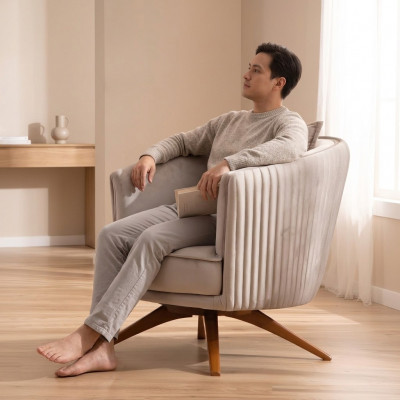 Design Sëtz Couch Polster Luxus 1 Sëtz Stoff Samt Eenzéier Nei