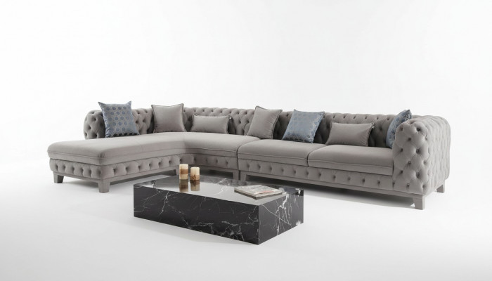 Eckcouch L-Form Couch Chesterfield Design Modern Sofa Stoff Textil Nei