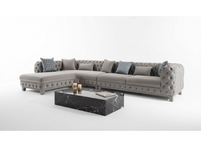 Eckcouch L-Form Couch Chesterfield Design Modern Sofa Stoff Textil Nei
